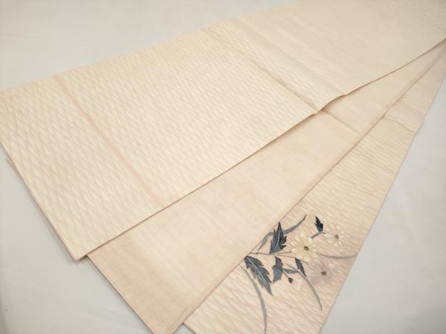 平和屋着物＊夏物　太鼓柄袋帯　すくい織　枝菊文　正絹　逸品　CABK1708tx