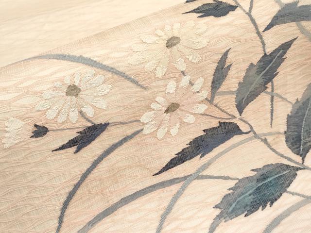 平和屋着物＊夏物　太鼓柄袋帯　すくい織　枝菊文　正絹　逸品　CABK1708tx