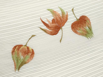 平和屋着物＊夏物　八寸名古屋帯　総刺繍　絽綴れ　鬼灯　ほおずき　CABK1715tx