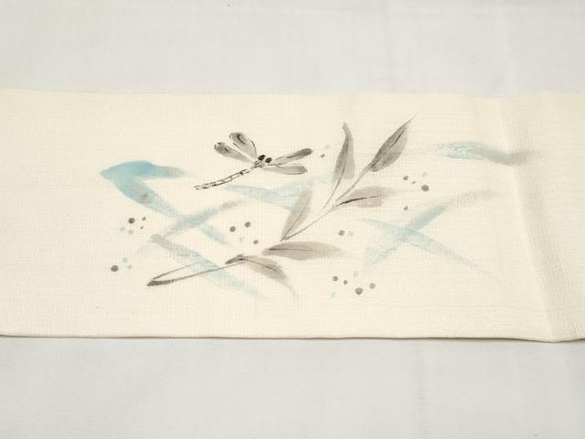 平和屋着物＊夏物　九寸名古屋帯　手描き　トンボ　正絹　逸品　CABK1717tx