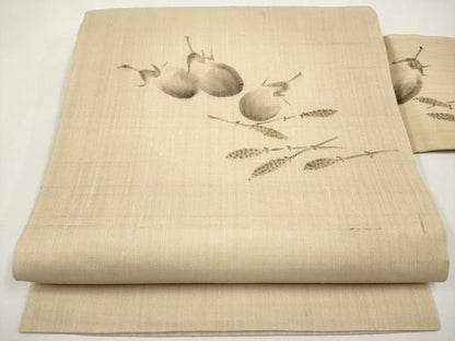 平和屋着物＊夏物　九寸名古屋帯　作家物　手描き　紬地　成り物　正絹　逸品　未使用　CABK1718tx