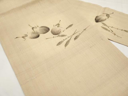 平和屋着物＊夏物　九寸名古屋帯　作家物　手描き　紬地　成り物　正絹　逸品　未使用　CABK1718tx