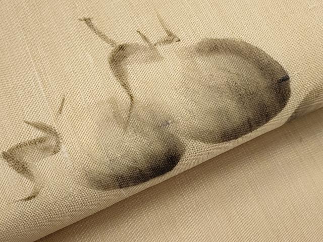 平和屋着物＊夏物　九寸名古屋帯　作家物　手描き　紬地　成り物　正絹　逸品　未使用　CABK1718tx