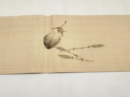 平和屋着物＊夏物　九寸名古屋帯　作家物　手描き　紬地　成り物　正絹　逸品　未使用　CABK1718tx