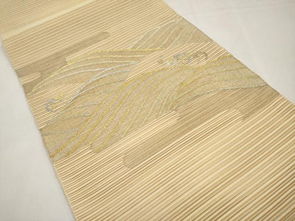 平和屋着物＊夏物　八寸名古屋帯　絽綴れ　霞立波文　金銀糸　鈴乃屋扱い　正絹　逸品　CABK1722tx