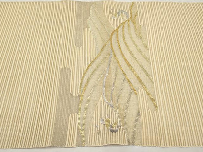 平和屋着物＊夏物　八寸名古屋帯　絽綴れ　霞立波文　金銀糸　鈴乃屋扱い　正絹　逸品　CABK1722tx