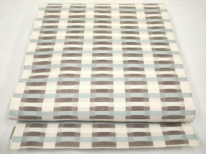 平和屋着物＊夏物　八寸名古屋帯　めがね織　格子柄　正絹　逸品　CABK1723tx