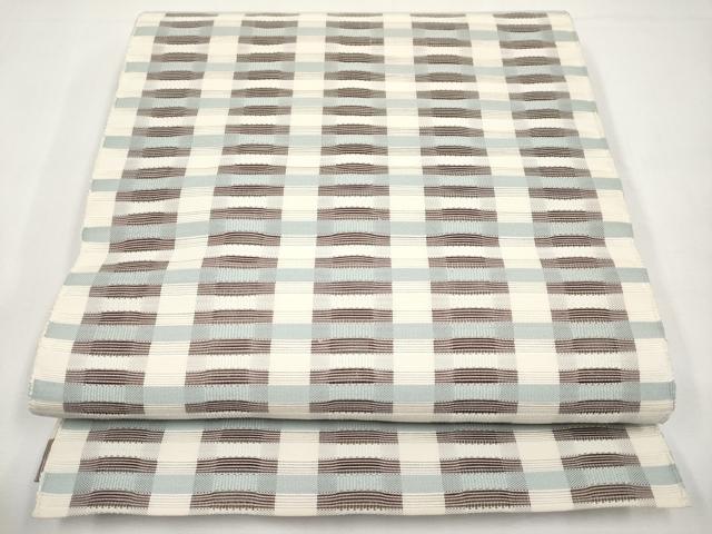 平和屋着物＊夏物　八寸名古屋帯　めがね織　格子柄　正絹　逸品　CABK1723tx