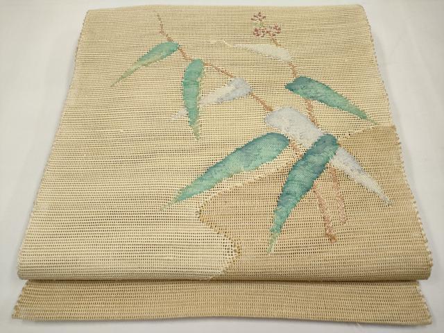 平和屋着物＊夏物　八寸名古屋帯　草花文　正絹　逸品　CABK1725tx