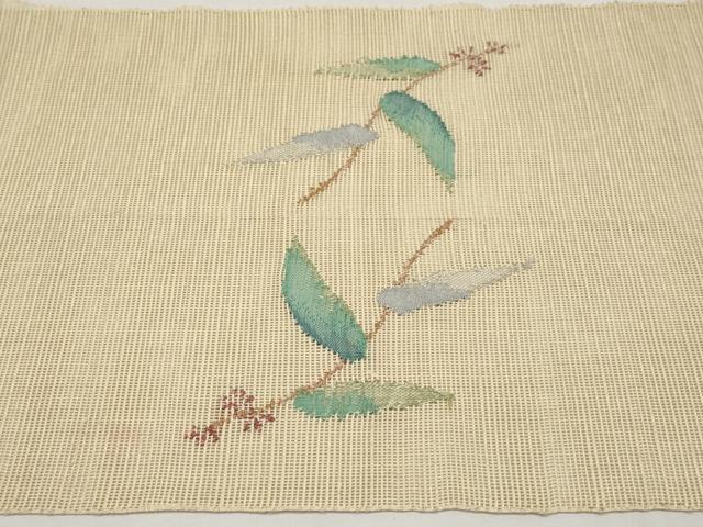 平和屋着物＊夏物　八寸名古屋帯　草花文　正絹　逸品　CABK1725tx