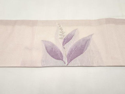 平和屋着物＊夏物　九寸名古屋帯　枝花文　銀糸　正絹　逸品　CABK1733tx