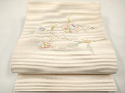 平和屋着物＊夏物　八寸名古屋帯　絽綴れ　枝花文　金銀糸　正絹　逸品　CABK1735tx
