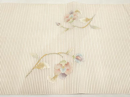 平和屋着物＊夏物　八寸名古屋帯　絽綴れ　枝花文　金銀糸　正絹　逸品　CABK1735tx