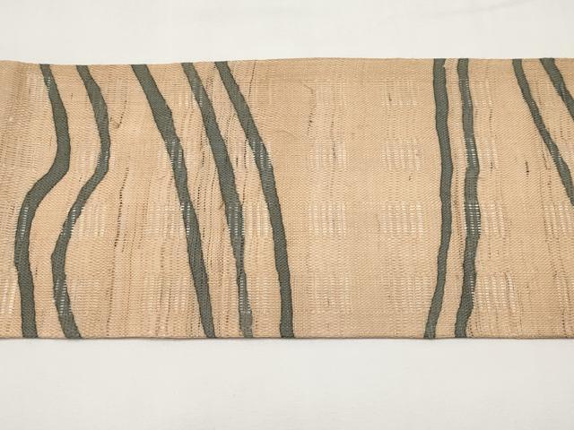 平和屋着物＊夏物　九寸名古屋帯　花倉織　抽象文　麻　逸品　CABK1736tx