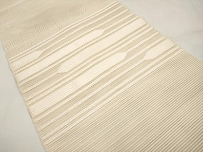 平和屋着物＊夏物　八寸名古屋帯　絽綴れ　横段文　肌色　正絹　逸品　CABK1737tx