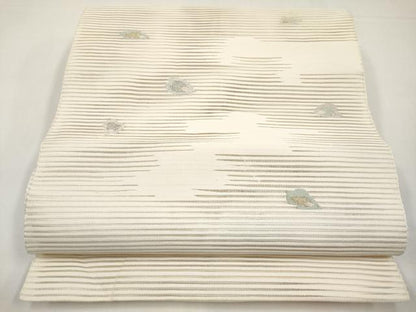 平和屋着物＊夏物　八寸名古屋帯　絽綴れ　舞花びら　金銀糸　正絹　逸品　CABK1738tx