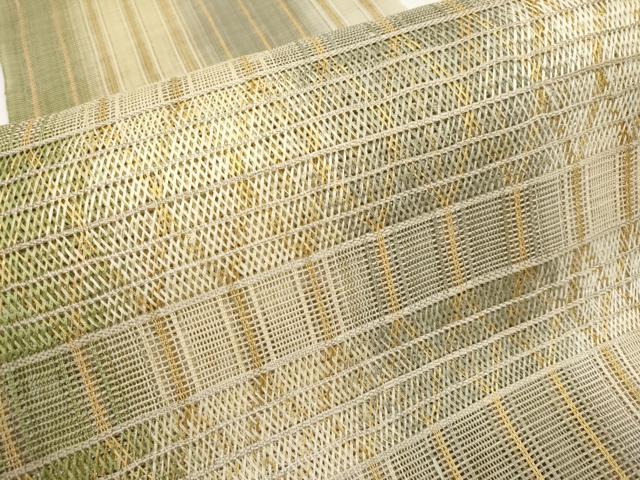 平和屋着物＊夏物　八寸名古屋帯　組織　横段菱文　金糸　正絹　逸品　未使用　CABK1751tx