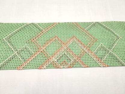 平和屋着物＊夏物　八寸名古屋帯　羅　菱繋ぎ　銀糸　正絹　逸品　CABK1752tx