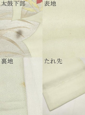 平和屋着物＊夏物　九寸名古屋帯　桔梗　金銀糸　正絹　逸品　CABK1755tx