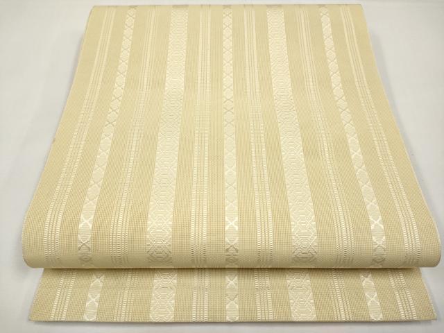 平和屋着物＊夏物　本場筑前博多織　八寸名古屋帯　紗献上　鳥の子色　正絹　逸品　CABK1757tx