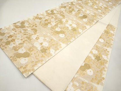 平和屋着物＊夏物　六通柄　本袋帯　唐織　秋草文　金糸　正絹　逸品　CABK1796tx