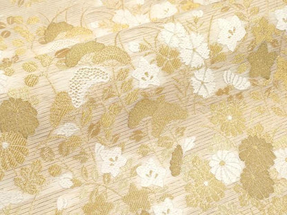 平和屋着物＊夏物　六通柄　本袋帯　唐織　秋草文　金糸　正絹　逸品　CABK1796tx