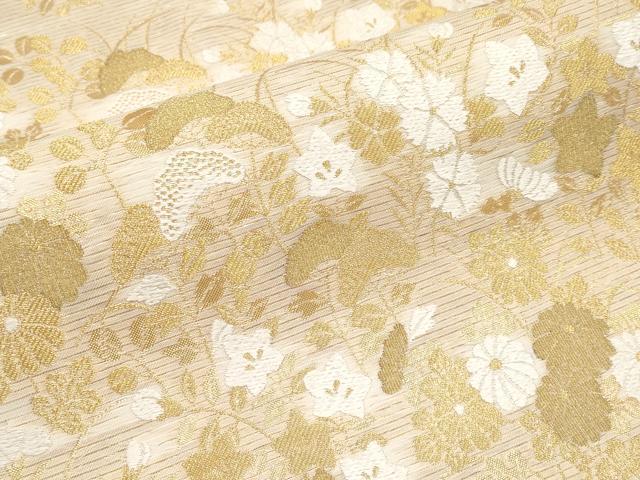 平和屋着物＊夏物　六通柄　本袋帯　唐織　秋草文　金糸　正絹　逸品　CABK1796tx