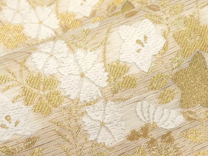 平和屋着物＊夏物　六通柄　本袋帯　唐織　秋草文　金糸　正絹　逸品　CABK1796tx