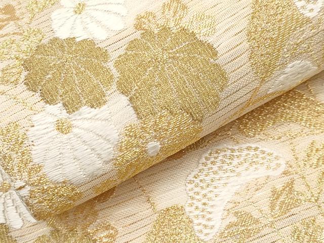 平和屋着物＊夏物　六通柄　本袋帯　唐織　秋草文　金糸　正絹　逸品　CABK1796tx