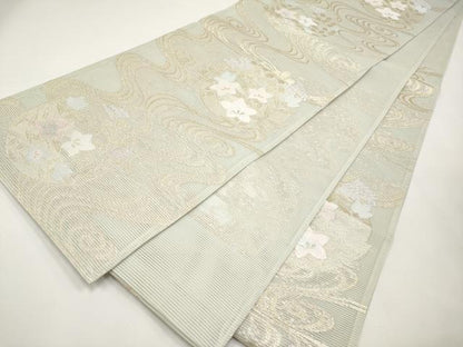 平和屋着物＊夏物　六通柄袋帯　流水花丸文　金糸　正絹　逸品　CABK1797tx