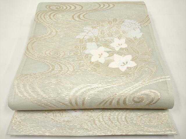 平和屋着物＊夏物　六通柄袋帯　流水花丸文　金糸　正絹　逸品　CABK1797tx