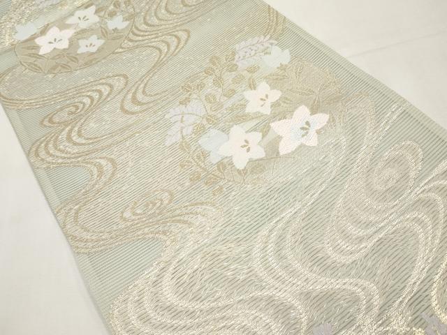 平和屋着物＊夏物　六通柄袋帯　流水花丸文　金糸　正絹　逸品　CABK1797tx