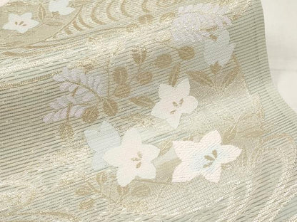 平和屋着物＊夏物　六通柄袋帯　流水花丸文　金糸　正絹　逸品　CABK1797tx