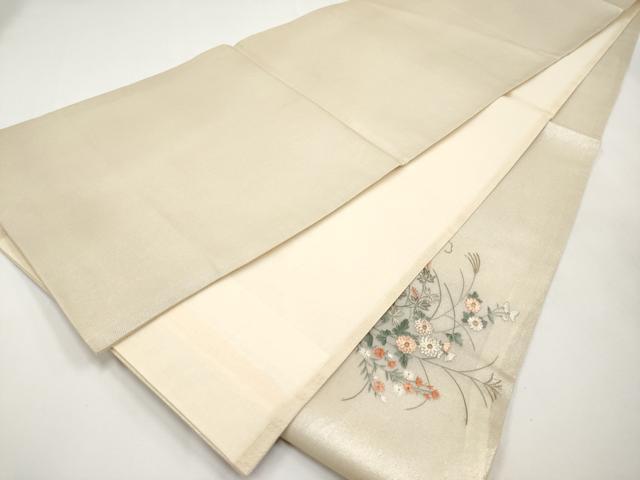 平和屋着物＊夏物　太鼓柄袋帯　総刺繍　草花文　金銀糸　正絹　逸品　CABK1800tx
