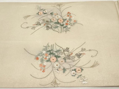 平和屋着物＊夏物　太鼓柄袋帯　総刺繍　草花文　金銀糸　正絹　逸品　CABK1800tx