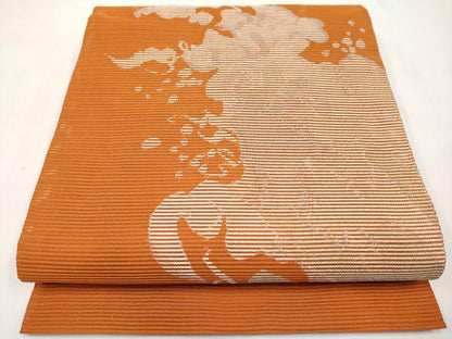 平和屋着物＊夏物　八寸名古屋帯　絽綴れ　抽象文　銀糸　正絹　逸品　CABK1802tx