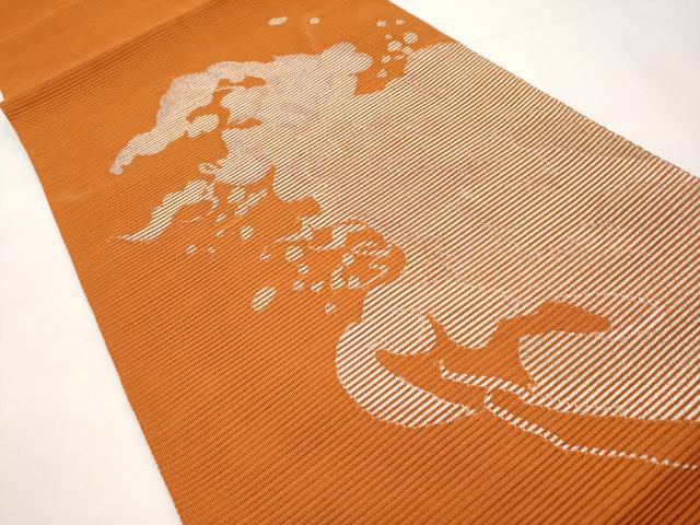平和屋着物＊夏物　八寸名古屋帯　絽綴れ　抽象文　銀糸　正絹　逸品　CABK1802tx