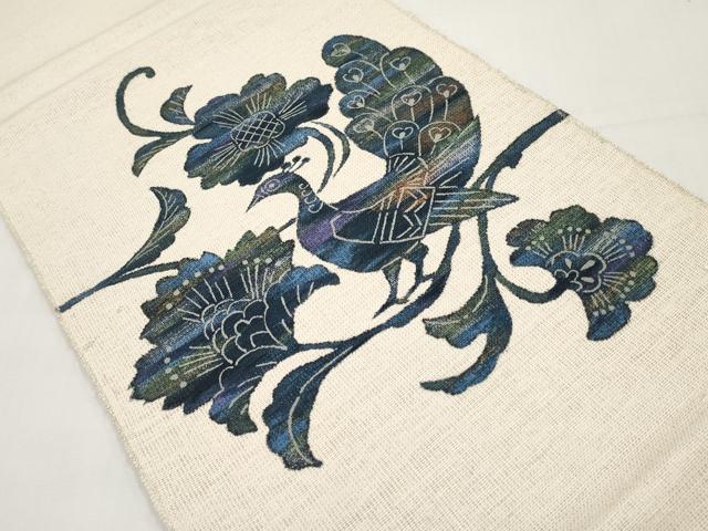 平和屋着物＊夏物　英王室献上友禅作家　木下勝功　八寸名古屋帯　孔雀更紗花文　正絹　逸品　CABK1806tx