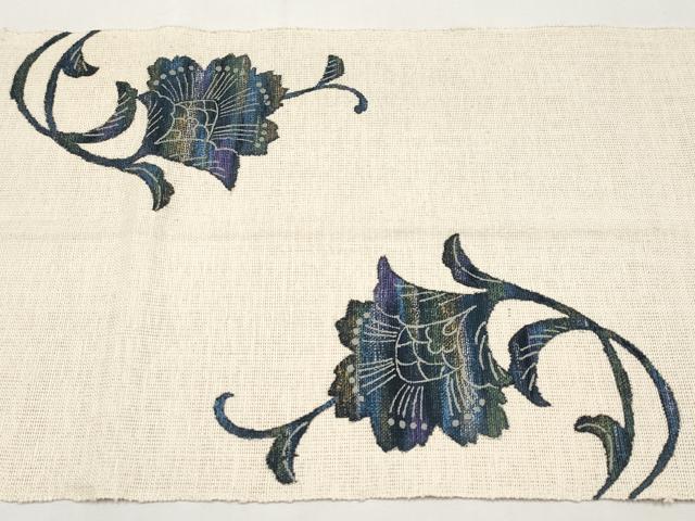 平和屋着物＊夏物　英王室献上友禅作家　木下勝功　八寸名古屋帯　孔雀更紗花文　正絹　逸品　CABK1806tx