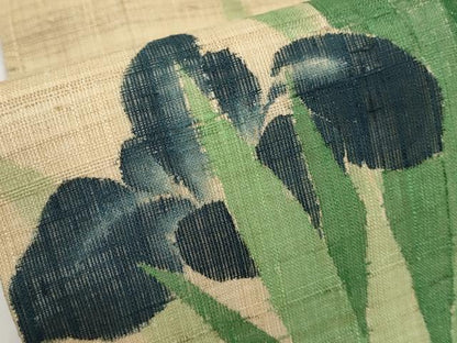 平和屋着物＊夏物　九寸名古屋帯　手描き　紬地　杜若　正絹　逸品　CABK1809tx