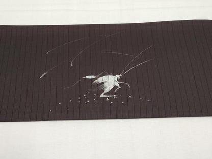 平和屋着物＊夏物　九寸名古屋帯　手描き　夏虫　銀彩　CABK1819tx