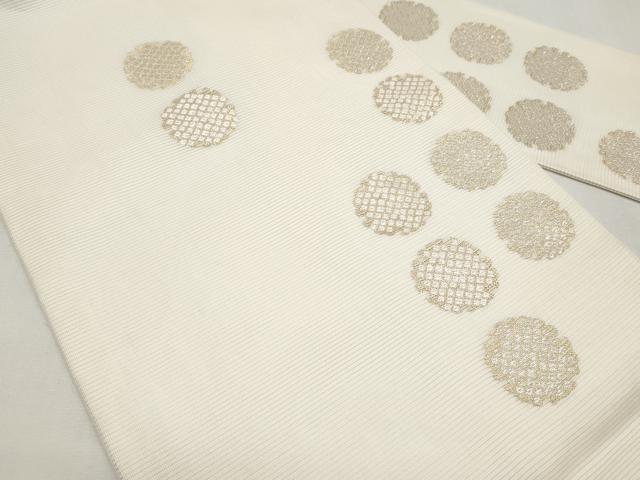 平和屋着物＊夏物　九寸名古屋帯　雪輪鹿の子文　金糸　正絹　逸品　CABK1820tx