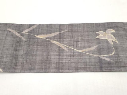 平和屋着物＊夏物　九寸名古屋帯　草花文　金彩　麻　逸品　CABK1821tx