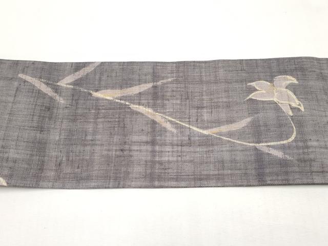 平和屋着物＊夏物　九寸名古屋帯　草花文　金彩　麻　逸品　CABK1821tx