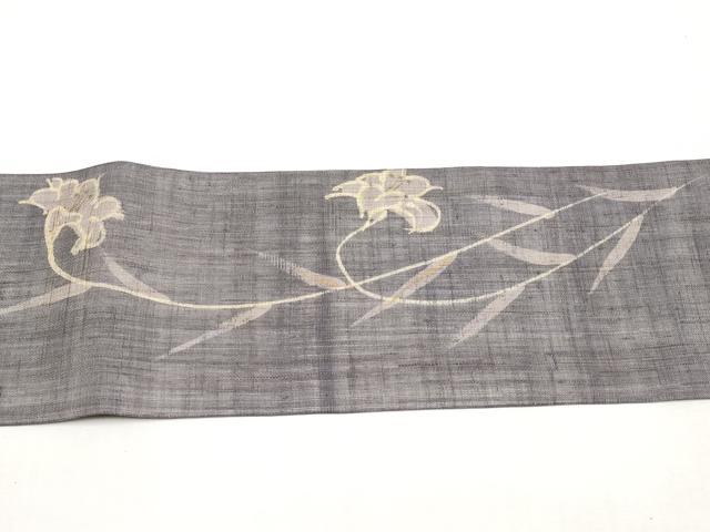 平和屋着物＊夏物　九寸名古屋帯　草花文　金彩　麻　逸品　CABK1821tx