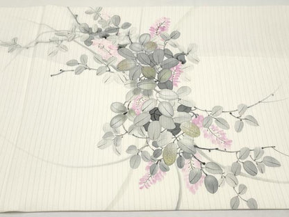 平和屋着物＊夏物　絽塩瀬　九寸開き名古屋帯　作家物　手描き　枝花文　金彩　正絹　逸品　CABK1822tx
