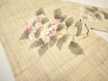 平和屋着物＊夏物　染色作家　桐山紫香　手描き　九寸名古屋帯　紫陽花　金彩　麻　逸品　CABK1823tx
