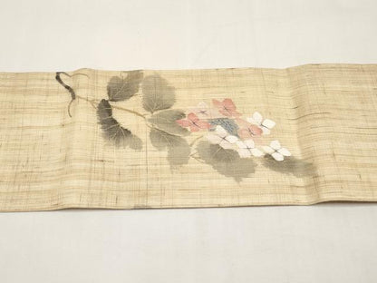 平和屋着物＊夏物　染色作家　桐山紫香　手描き　九寸名古屋帯　紫陽花　金彩　麻　逸品　CABK1823tx