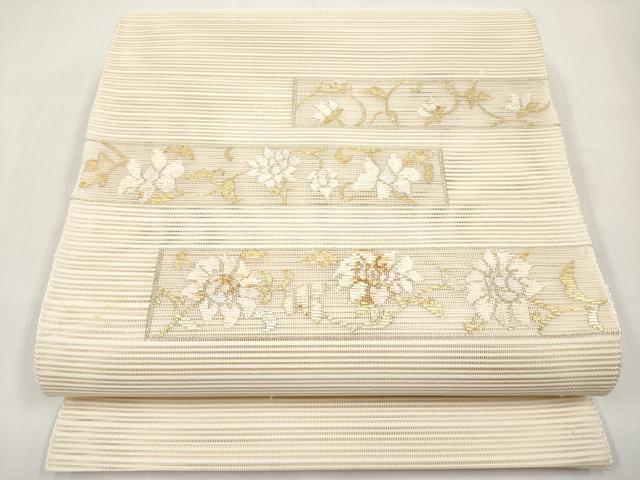 平和屋着物＊夏物　八寸名古屋帯　絽綴れ　更紗花唐草文　金糸　正絹　逸品　CABK1834tx