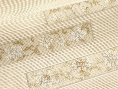 平和屋着物＊夏物　八寸名古屋帯　絽綴れ　更紗花唐草文　金糸　正絹　逸品　CABK1834tx
